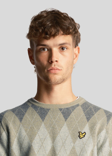 Lyle & Scott Truien British argyle crew neck - cove