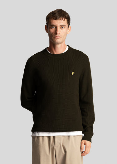 Lyle & Scott Truien  Grid knit crew neck jumper - mountain moss