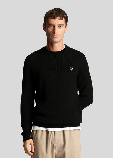 Lyle & Scott Truien  Grid knit crew neck jumper - jet black