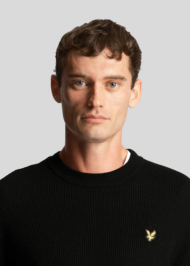 Lyle & Scott Truien Grid knit crew neck jumper - jet black