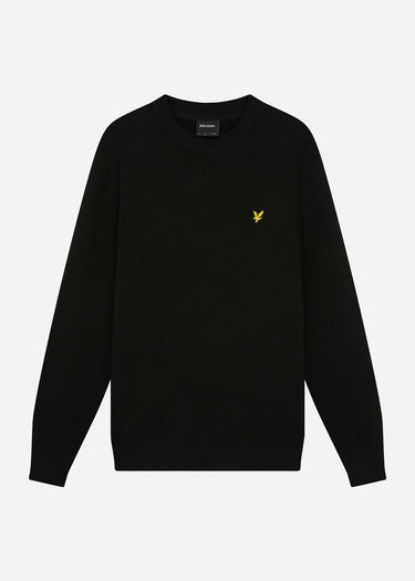 Lyle & Scott Truien Grid knit crew neck jumper - jet black