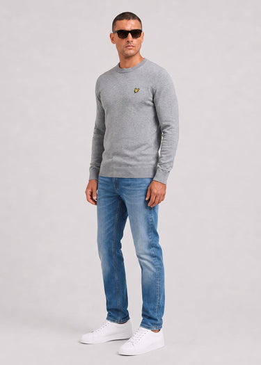 Lyle & Scott Truien Cotton merino crew neck jumper - mid grey marl