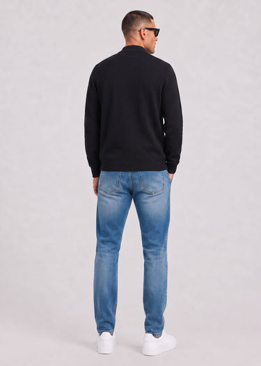 Lyle & Scott Vesten Relaxed cotton merino full zip jumper - jet black