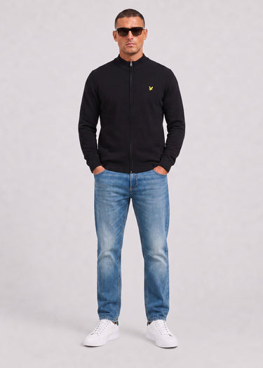Lyle & Scott Vesten Relaxed cotton merino full zip jumper - jet black