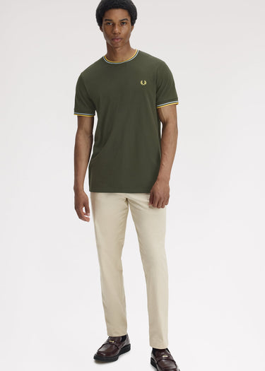 Fred Perry T-shirts Twin tipped t-shirt - hunting green light ice lemon barley