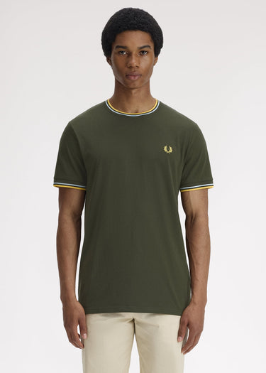 Fred Perry T-shirts Twin tipped t-shirt - hunting green light ice lemon barley