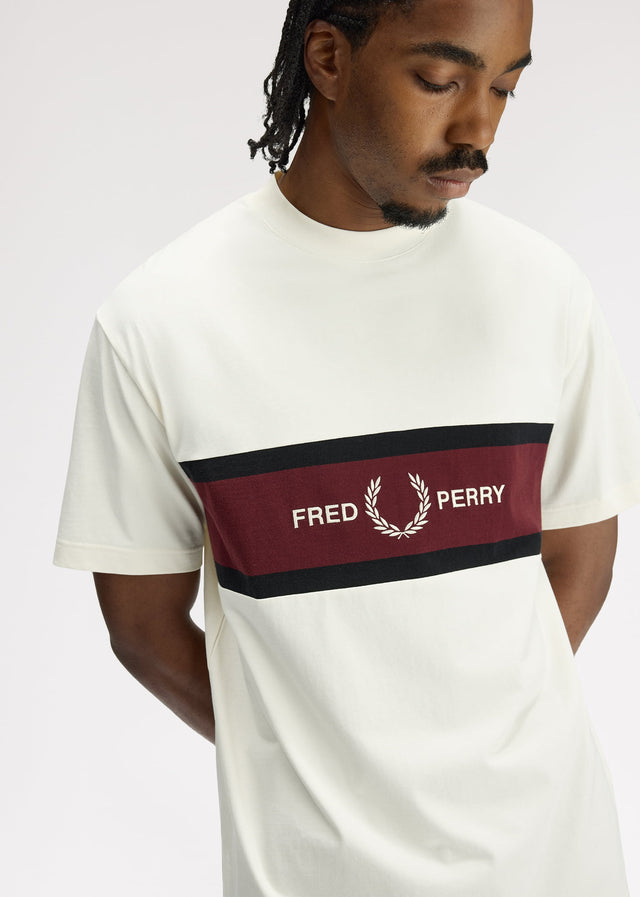 Fred Perry T-shirts Embroidered panel t-shirt - ecru