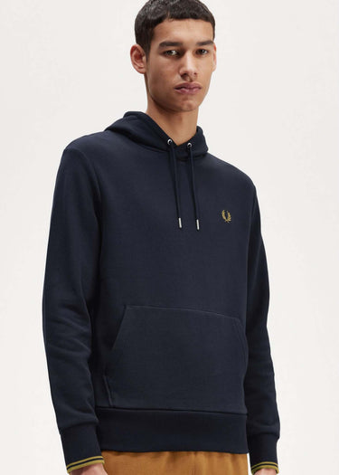 Fred Perry Hoodies Tipped hooded sweatshirt - navy dark caramel