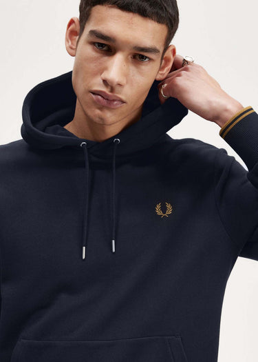 Fred Perry Hoodies Tipped hooded sweatshirt - navy dark caramel