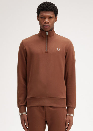 Fred Perry Truien Half zip sweatshirt - whisky brown porridge marl