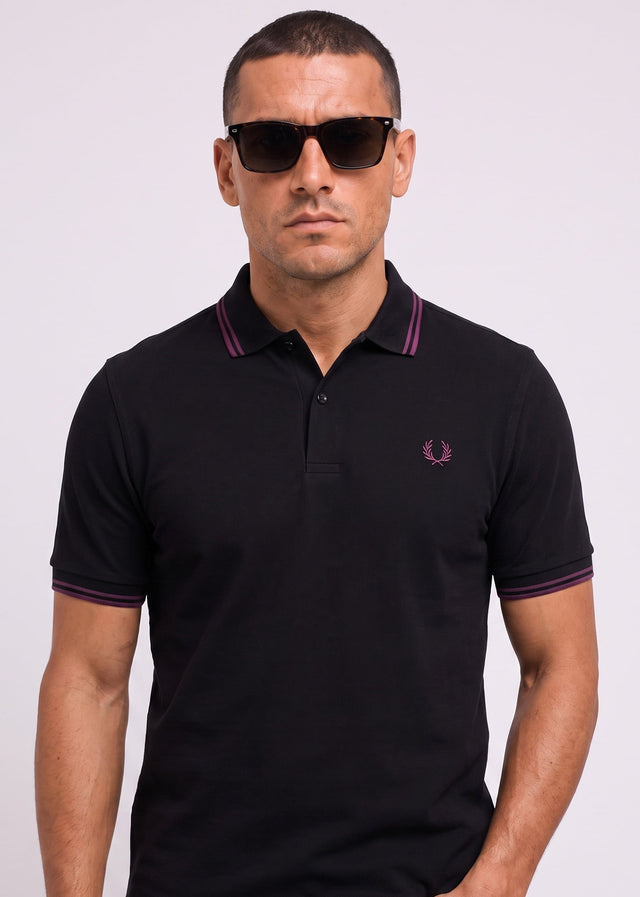 Fred Perry Polo's Twin tipped polo - black plum plum