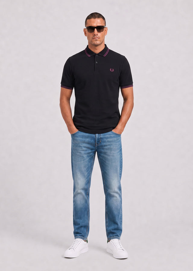 Fred Perry Polo's Twin tipped polo - black plum plum