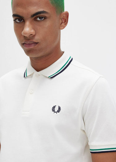 Fred Perry Polo's Twin tipped fred perry shirt - ecru fp green navy