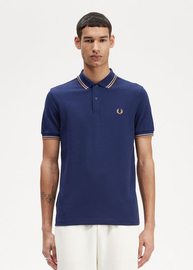 Fred Perry Polo's Twin tipped fred perry shirt - french navy seagrass light rust