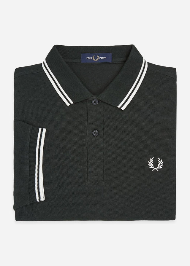 Fred Perry Polo's Twin tipped fred perry polo shirt- nightgreen snow white