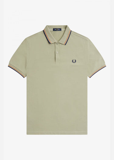 Fred Perry Polo's Twin tipped fred perry shirt - seagrass light rust french navy
