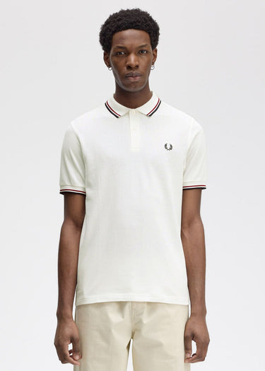 Fred Perry Polo's  Twin tipped fred perry shirt - snow white burnt red navy