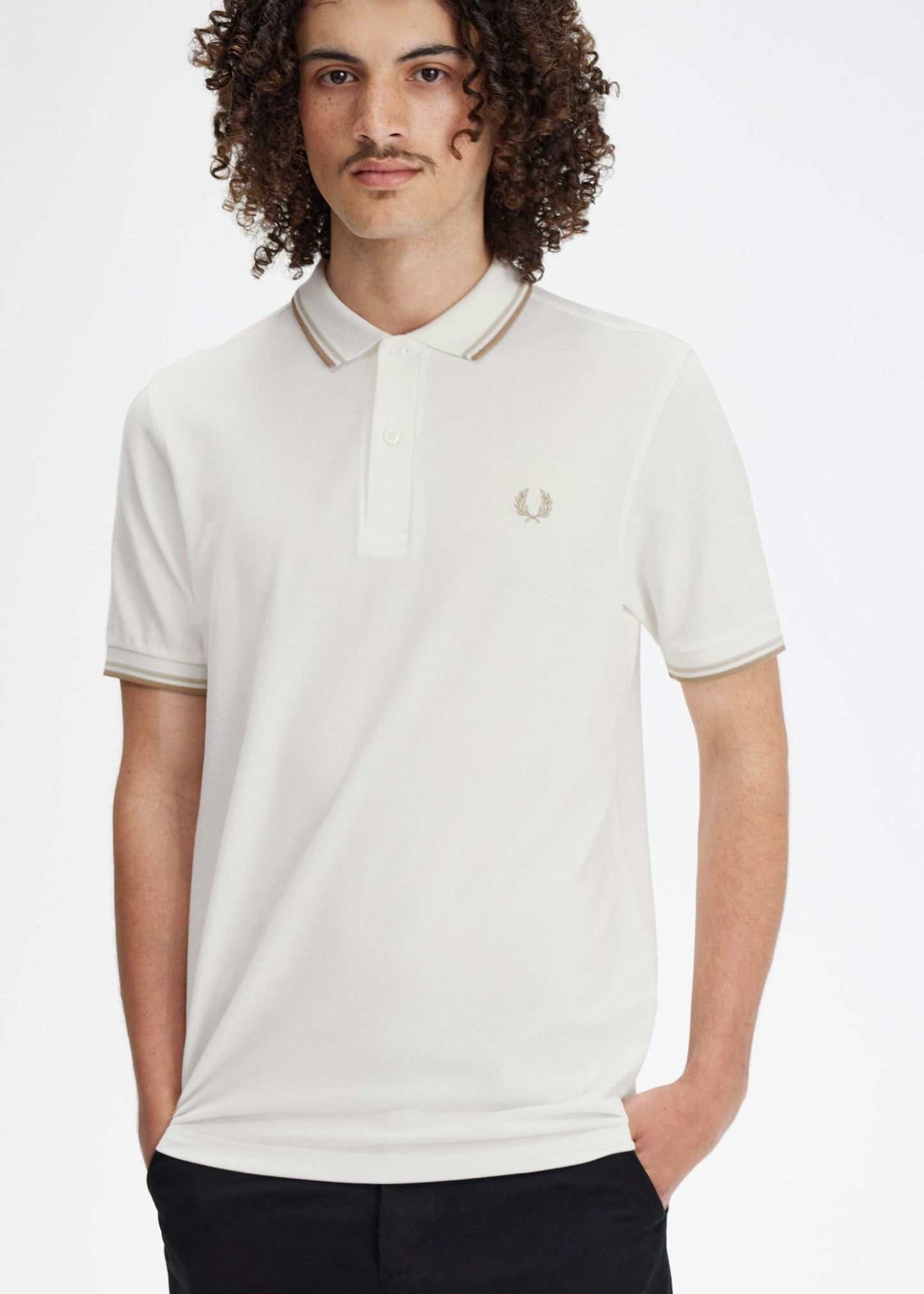Fred Perry Polo's Twin tipped Fred Perry shirt - snow white oatmeal white stone