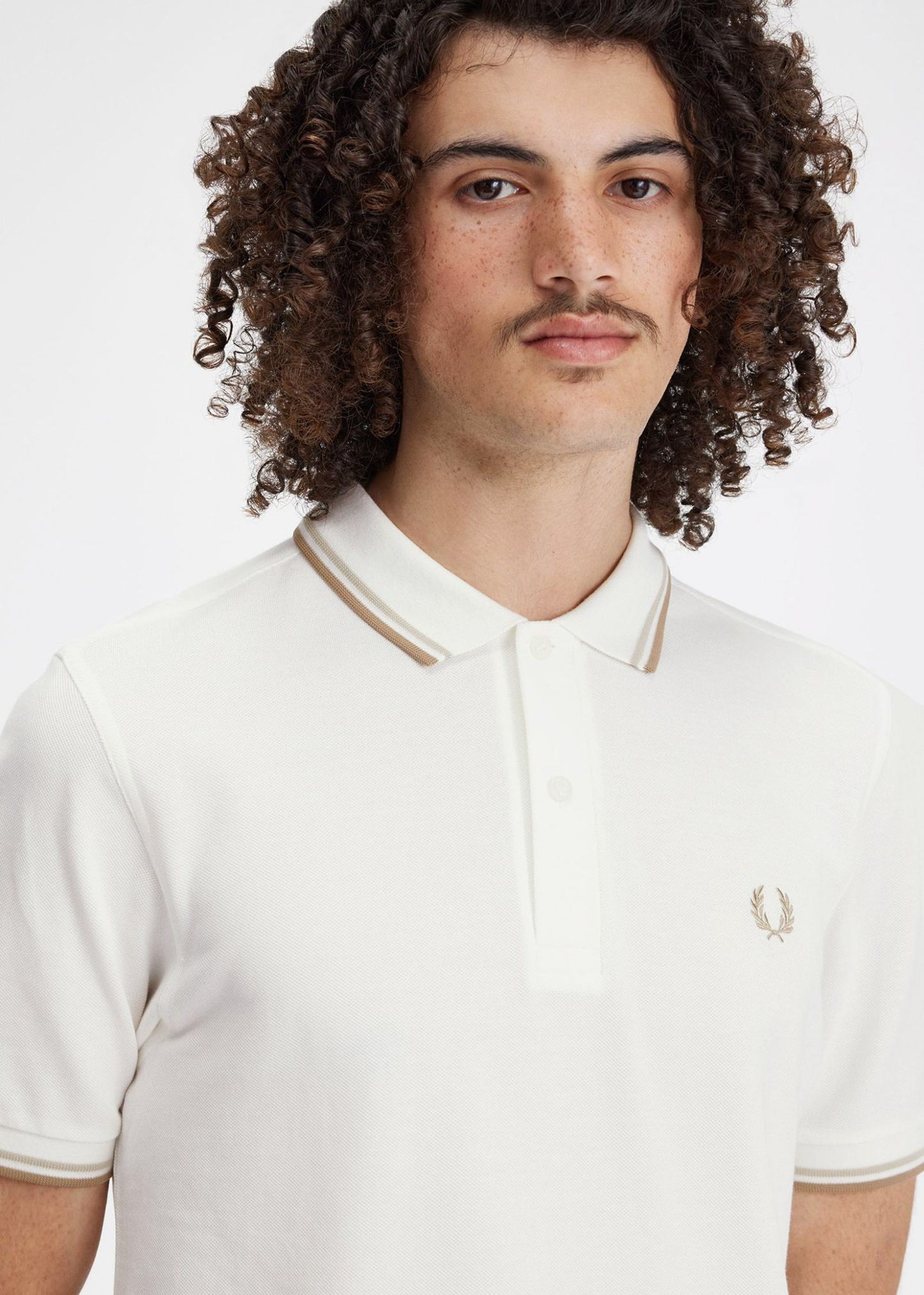 Fred Perry Polo's Twin tipped Fred Perry shirt - snow white oatmeal white stone