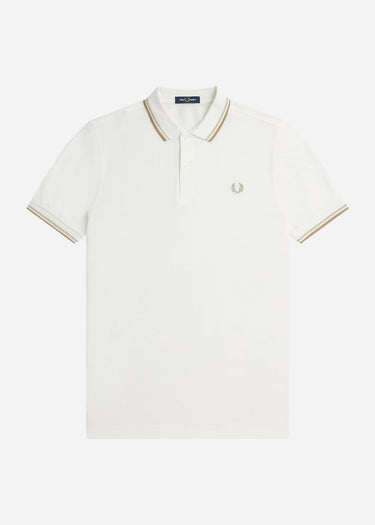 Fred Perry Polo's Twin tipped Fred Perry shirt - snow white oatmeal white stone