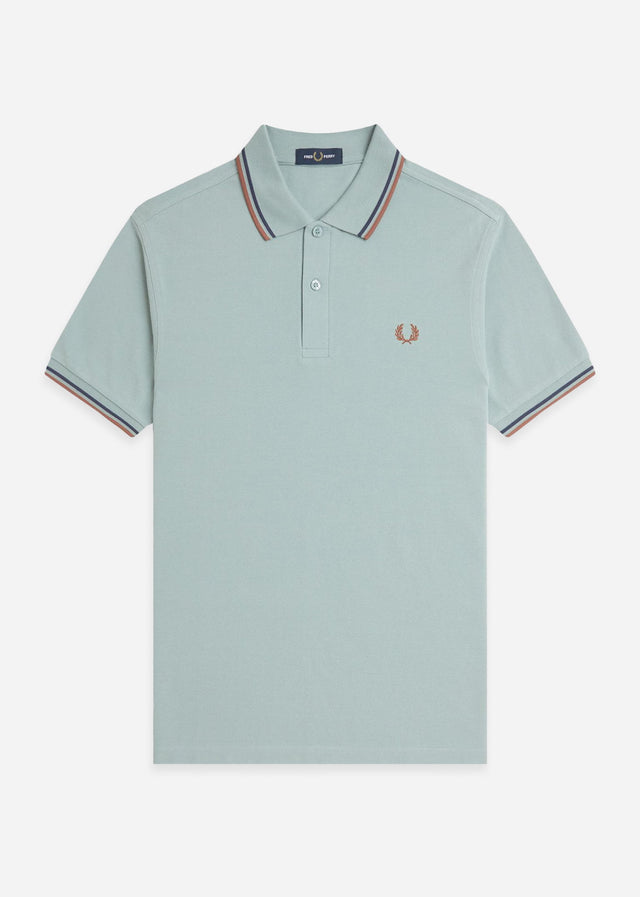 Fred Perry Polo's Twin tipped fred perry polo shirt- Silver Blue Tennis Blue Cinnamon