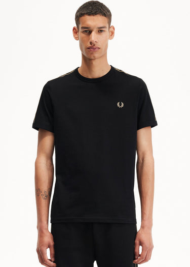 Fred Perry T-shirts Contrast tape ringer t-shirt - black stone