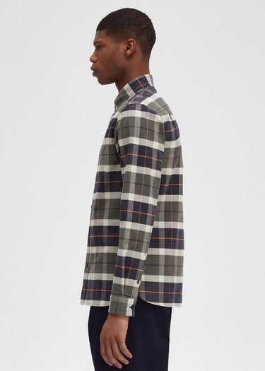 Fred Perry Overhemden Brushed tartan shirt - field green