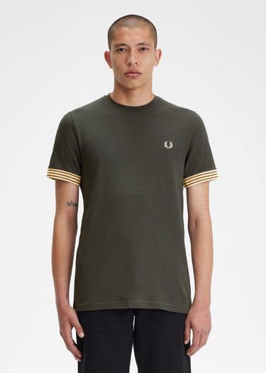 Fred Perry T-shirts Striped cuff t-shirt - field green