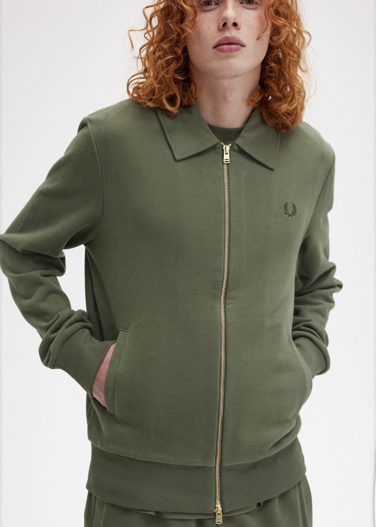 Fred Perry Vesten Zip through sweatshirt - laurel wreath green