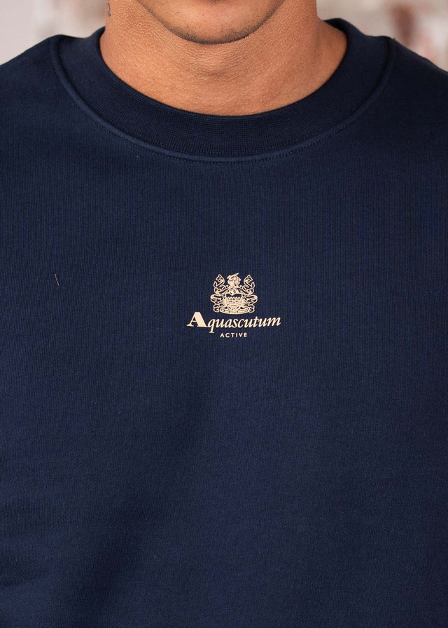 Aquascutum Truien Centered logo crewneck - navy