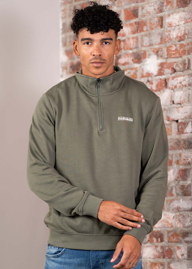 Napapijri Truien Small box quarter zip sweat - tea leaf