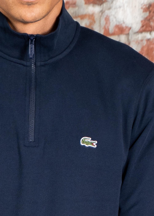 Lacoste Truien High neck zip up fleece sweatshirt - navy blue
