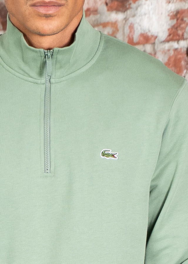 Lacoste Truien High neck zip up fleece sweatshirt - thyme