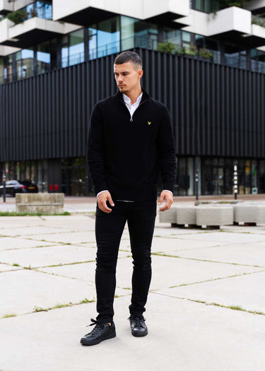 Lyle & Scott Truien Cotton merino quarter zip jumper - jet black