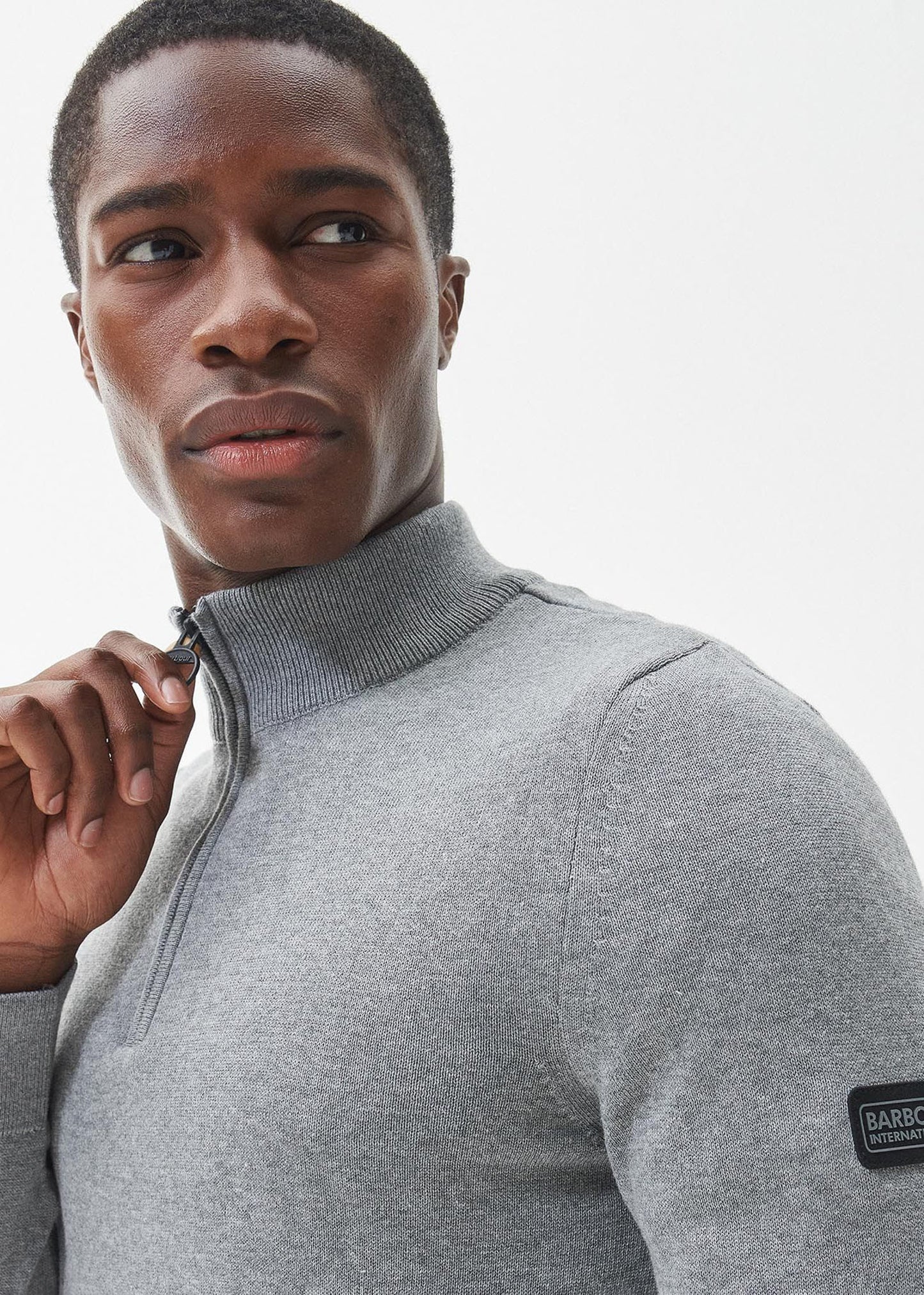 Barbour International Truien Cotton half zip knit - anthracite marl