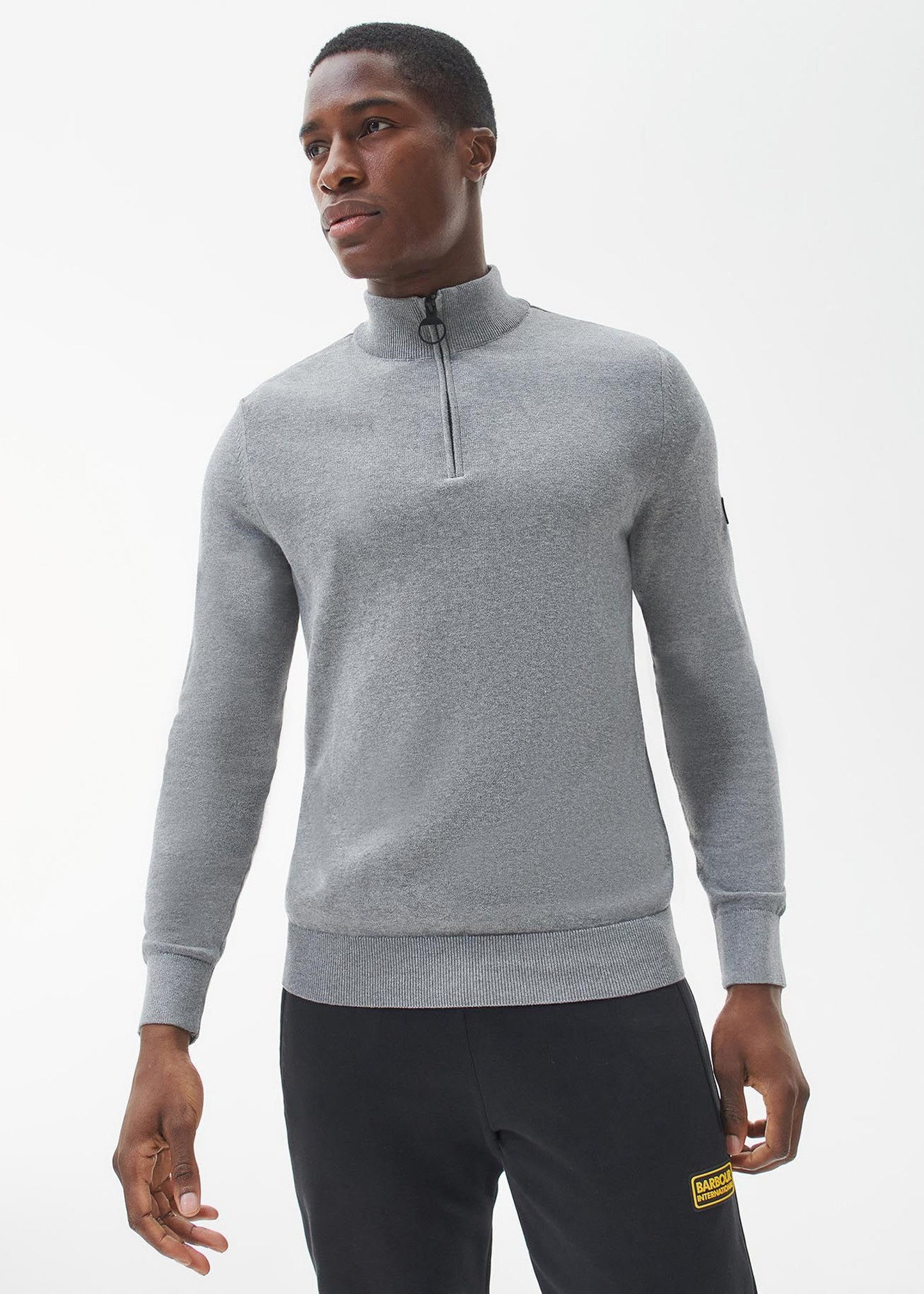 Barbour International Truien Cotton half zip knit - anthracite marl