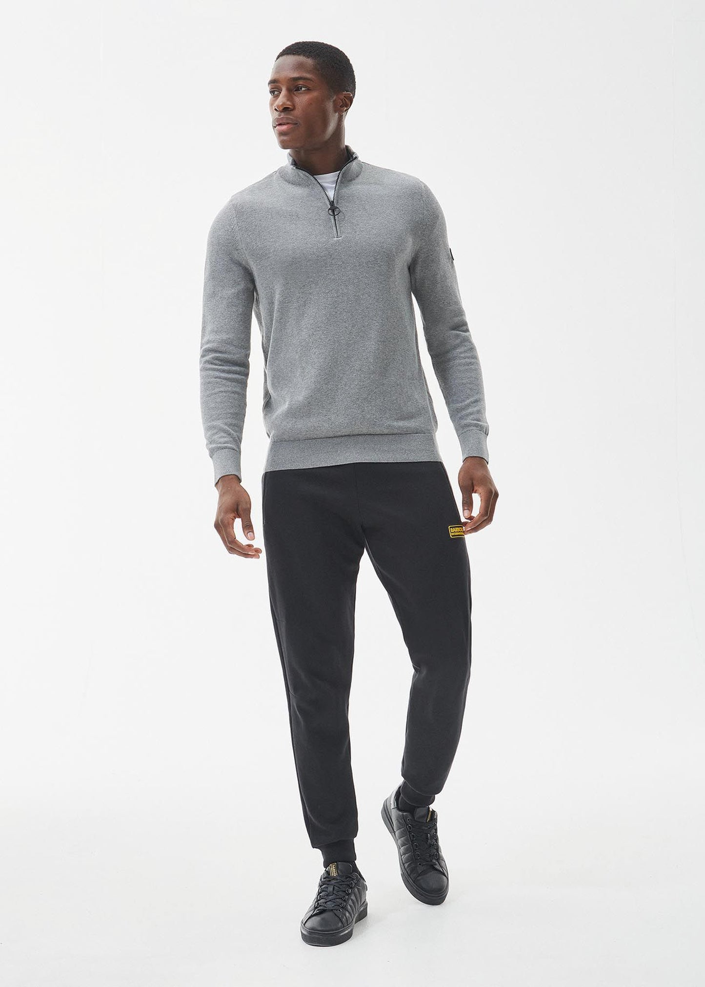 Barbour International Truien Cotton half zip knit - anthracite marl