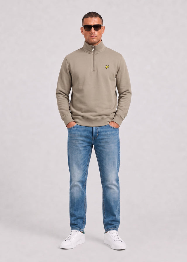 Lyle & Scott Truien Loopback quarter zip sweat - khaki ash