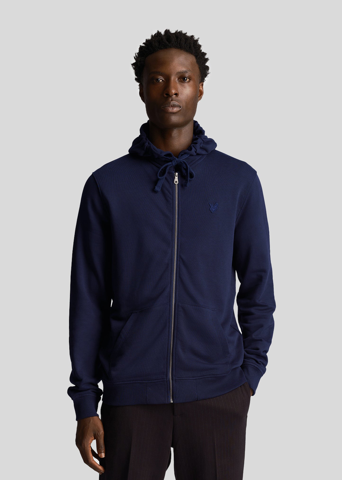 Lyle & Scott Vesten Tonal eagle zip through hoodie - dark navy