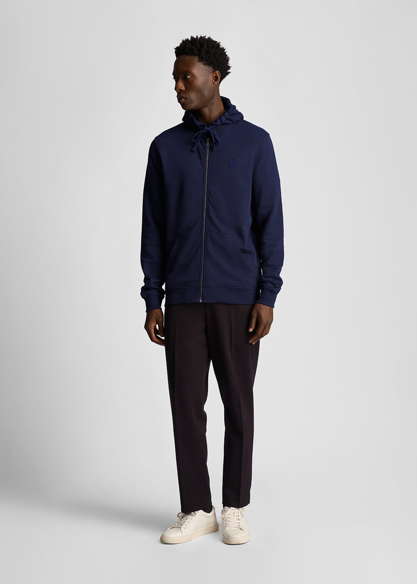 Lyle & Scott Vesten Tonal eagle zip through hoodie - dark navy