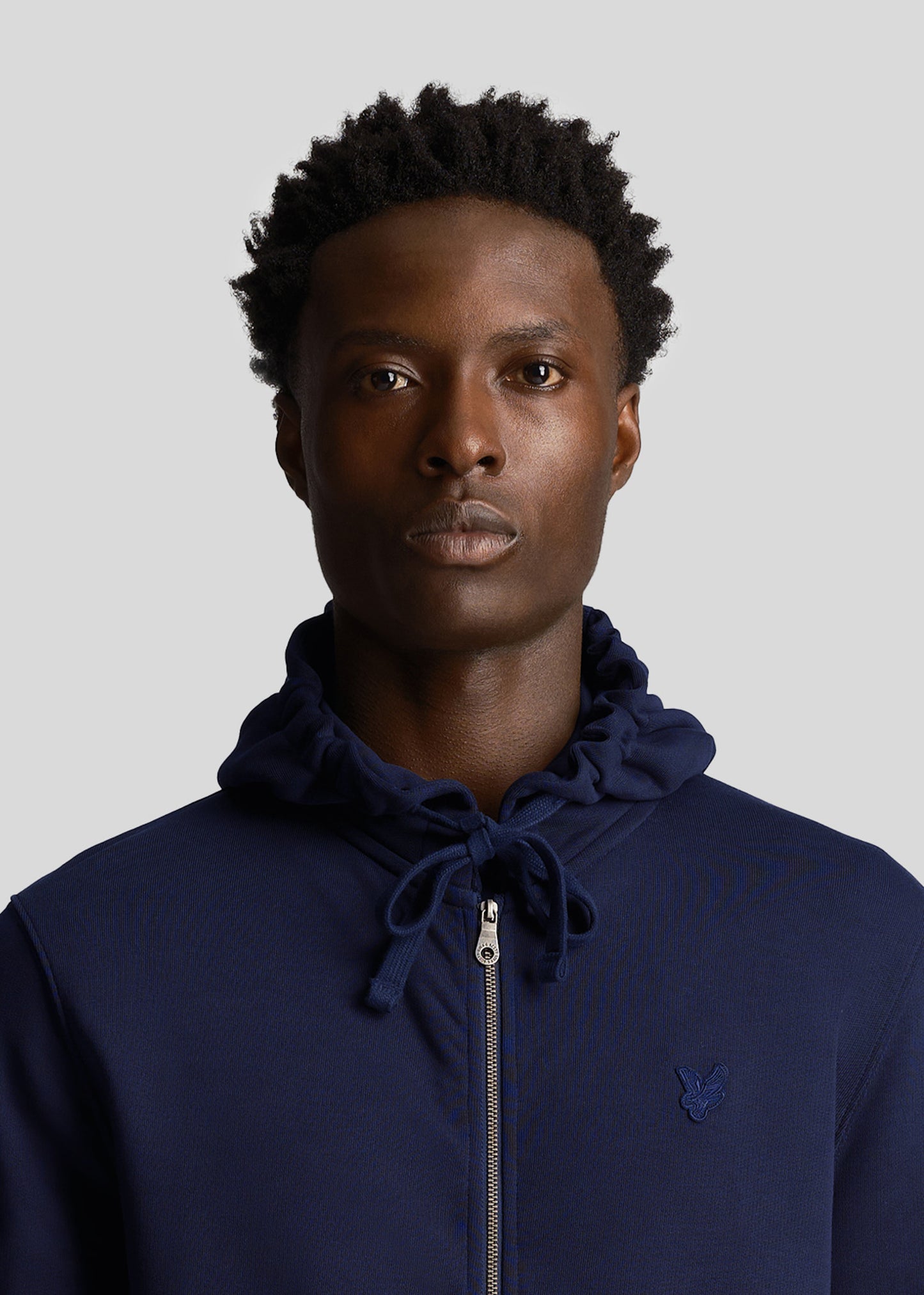 Lyle & Scott Vesten Tonal eagle zip through hoodie - dark navy