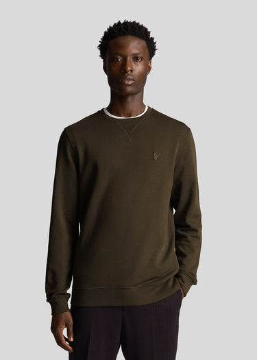 Lyle & Scott Truien Tonal eagle crew neck sweatshirt - olive