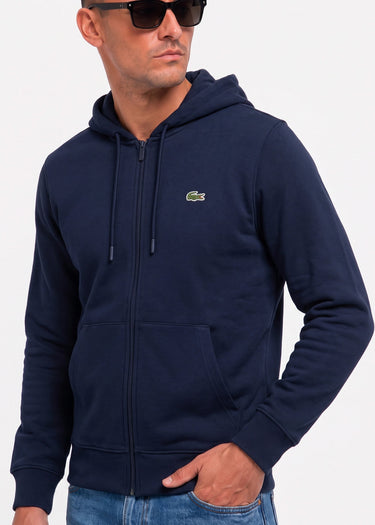 Lacoste Hoodies Fleece zipped front hoodie - navy blue