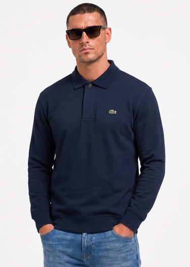 Lacoste Truien Polo collar double face pique sweatshirt - navy blue