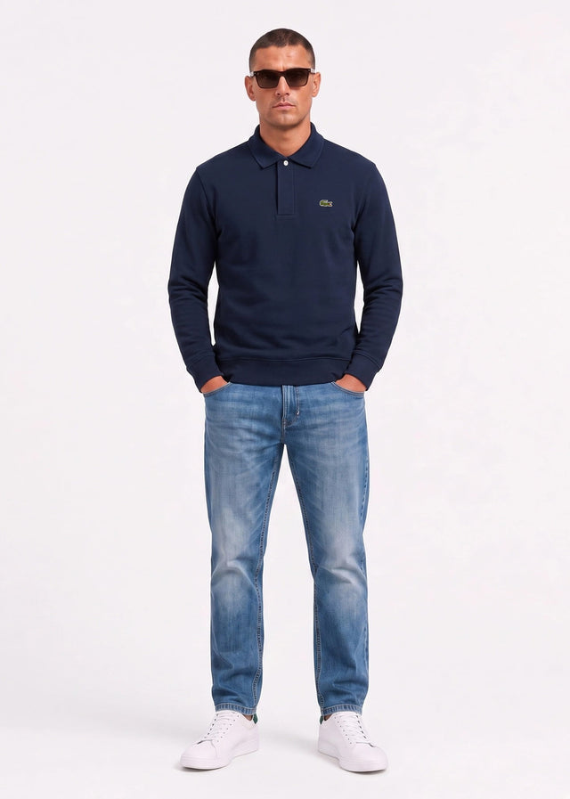 Lacoste Truien Polo collar double face pique sweatshirt - navy blue