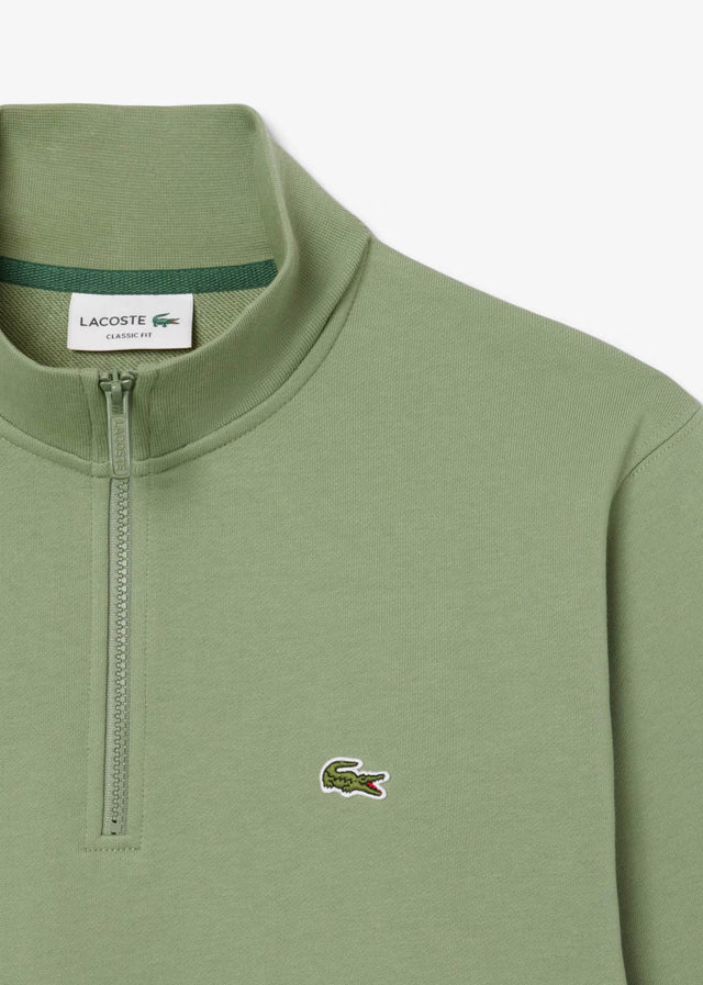 Lacoste Truien High neck zip up fleece sweatshirt - thyme