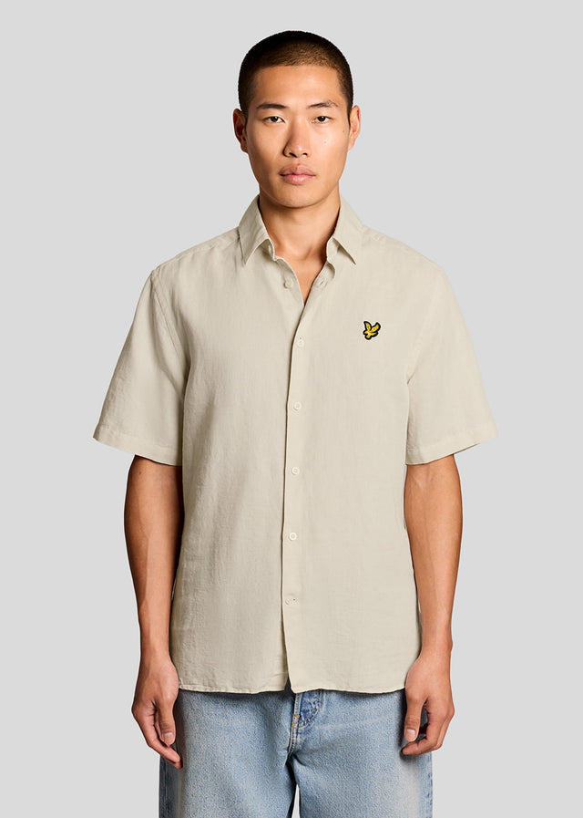 Lyle & Scott Overhemden Short sleeve linen blend shirt - cove