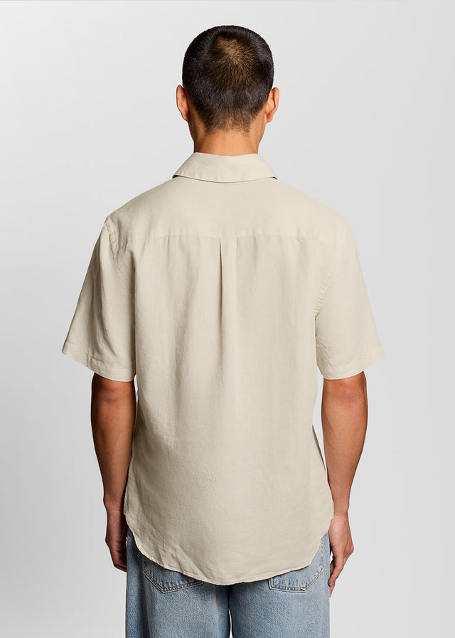 Lyle & Scott Overhemden Short sleeve linen blend shirt - cove