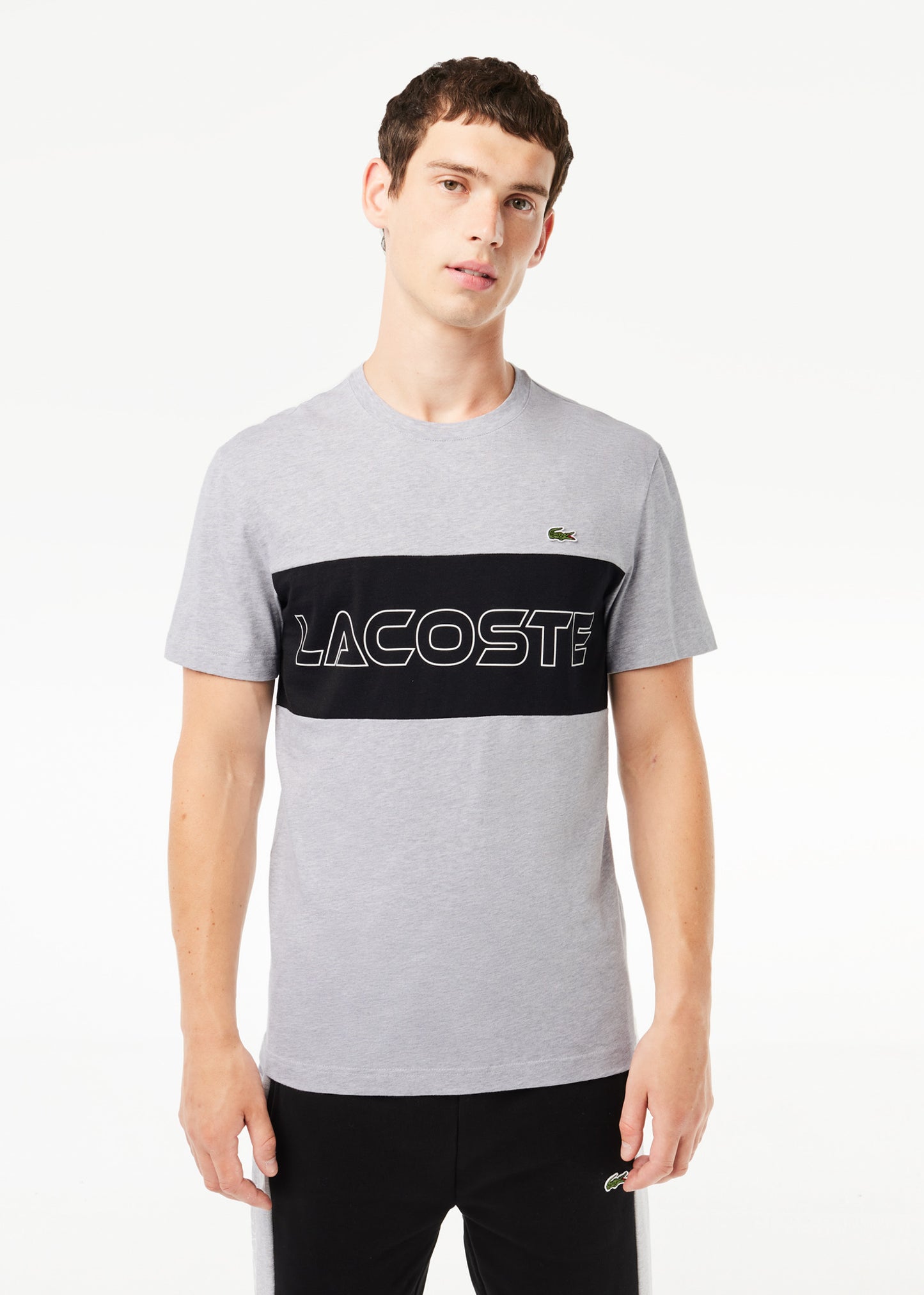 Lacoste T-shirts Colorblock t-shirt - silver chine black
