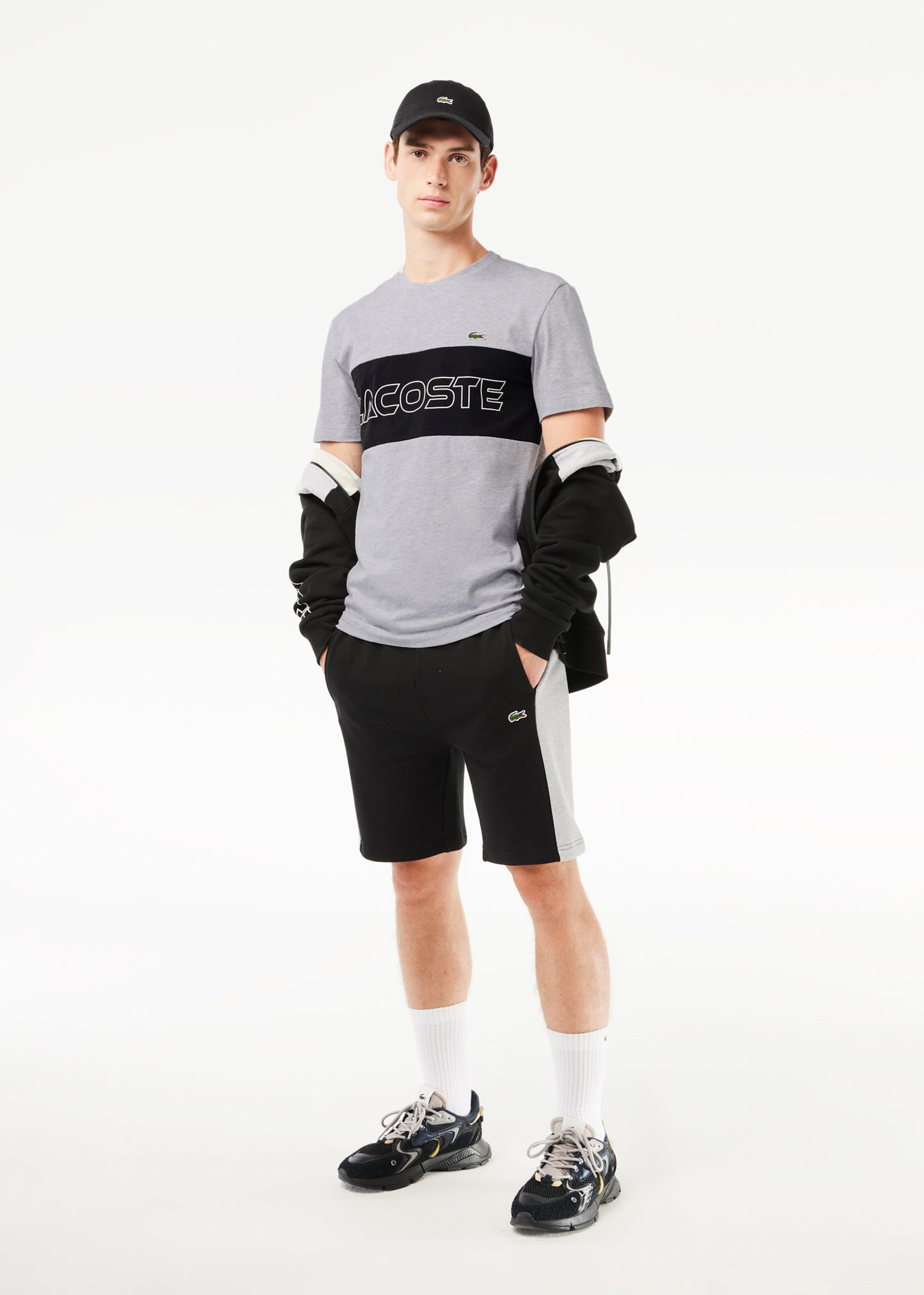 Lacoste T-shirts Colorblock t-shirt - silver chine black